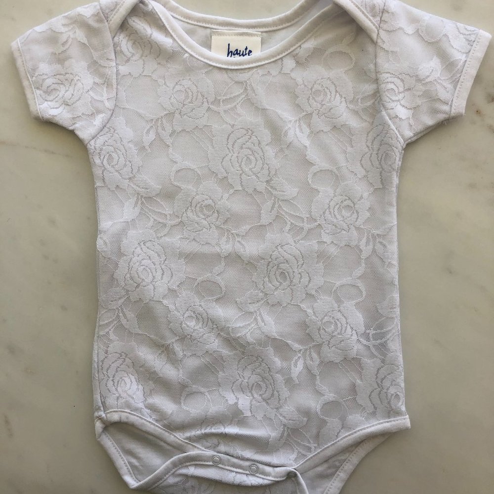 Haute Stuff Baby Girl White Lace Bodysuit